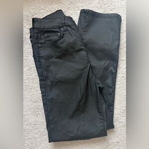 Free People We The Free Pants Womens 29 High Rise Black Coated Slim Straight